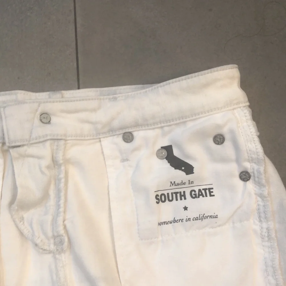 AG White Distressed Bonnie Cut Off Jean Shorts